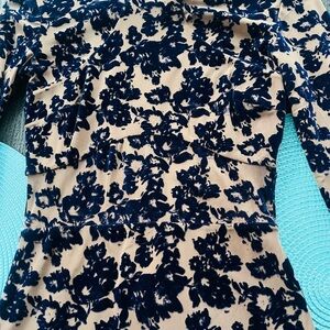Windsor Floral Dress in Navy and Beige holiday